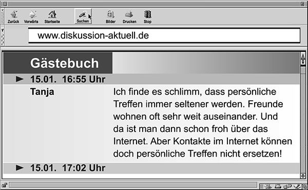 Browseroberfläche mit Bereich für Internetadresse und Text. Inhalt unter folgendem Link.